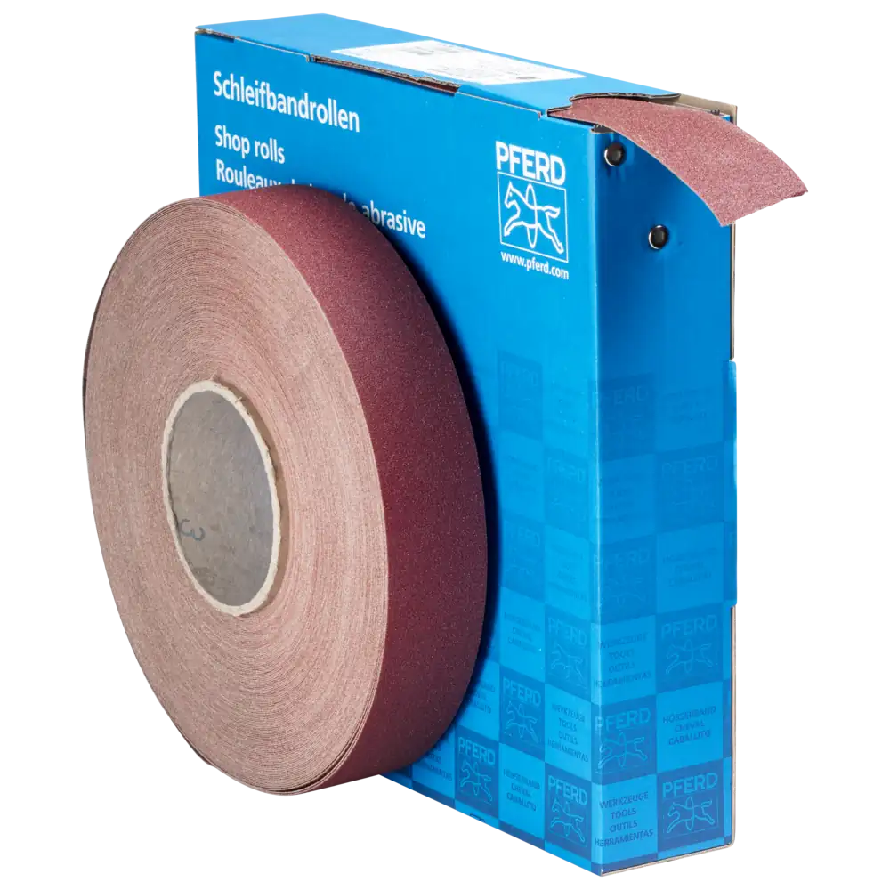 PFERD TOOLS Korund Schleifbandrolle Gewebe SBR Breite 40mm für universelle Anwendung