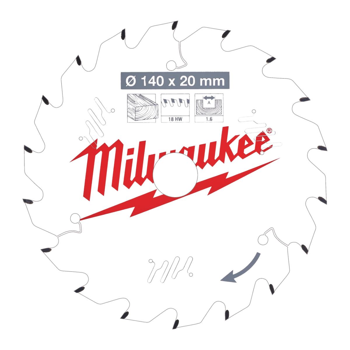 Milwaukee - Kreissägeblatt 140/20mm 18Z Holz - 4932471310 Milwaukee - Kreissägeblatt 140/20mm 18Z Holz - 4932471310