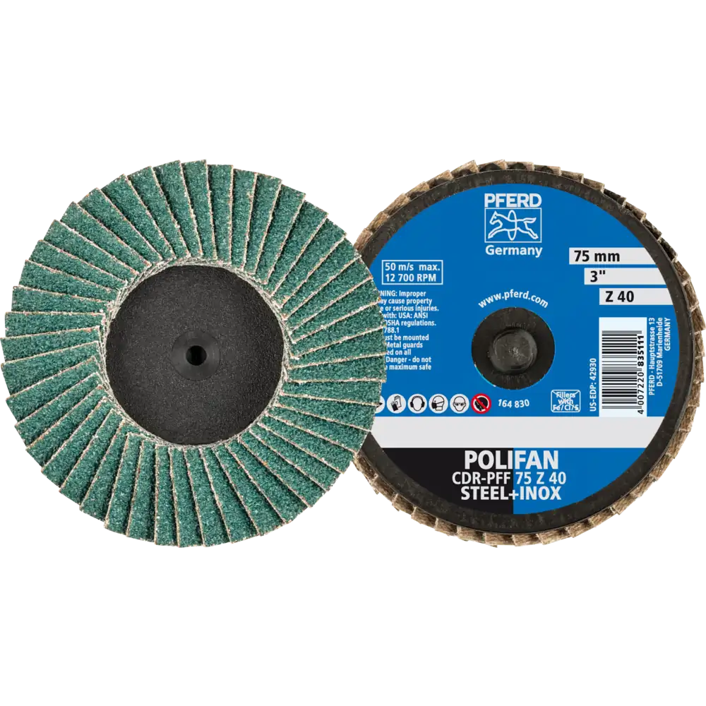 PFERD TOOLS COMBIDISC Zirkon Mini-POLIFAN CDR für gehärteten Stahl
