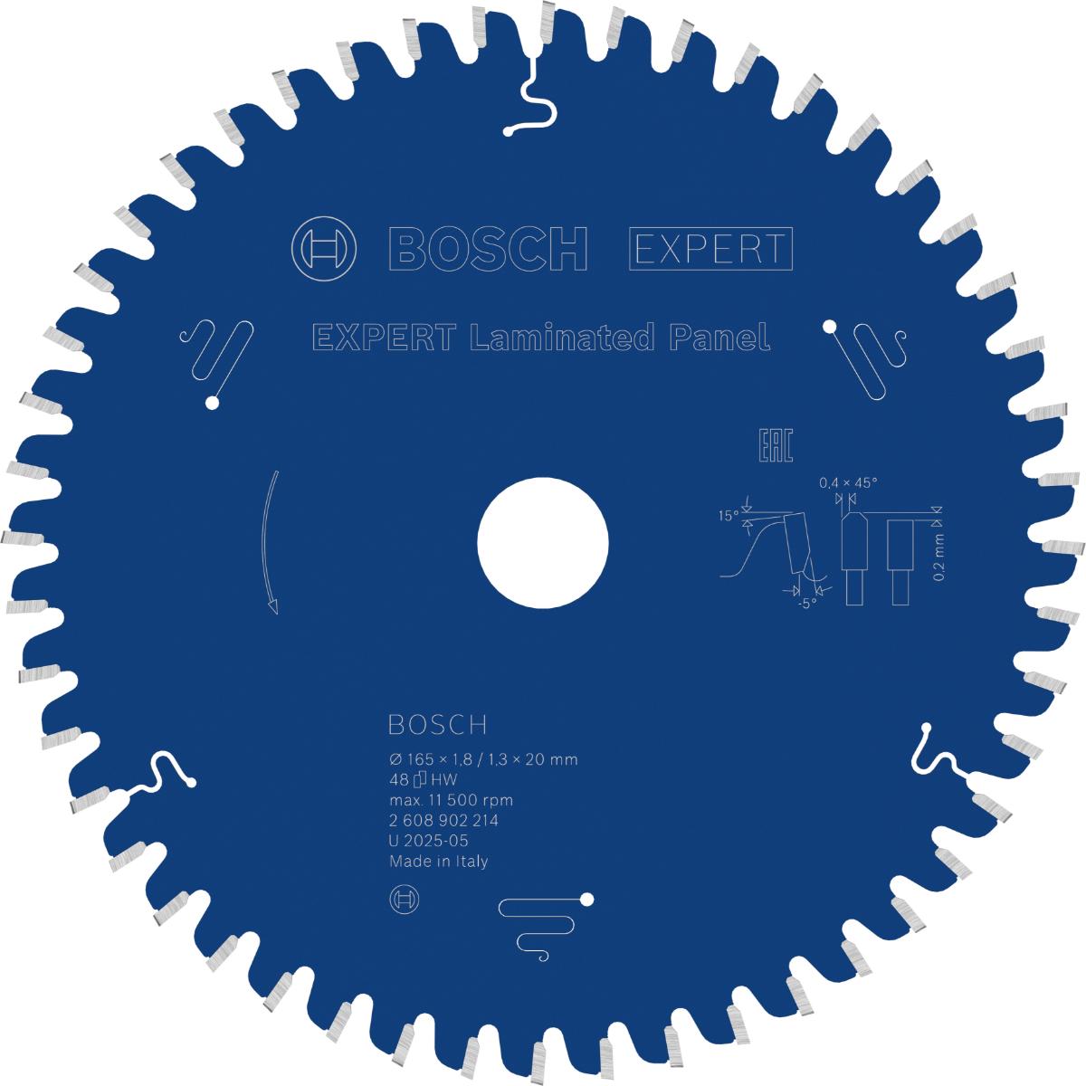 Bosch EXPERT Laminated Panel Kreissägeblatt, 165x1,8x20 mm, Z48