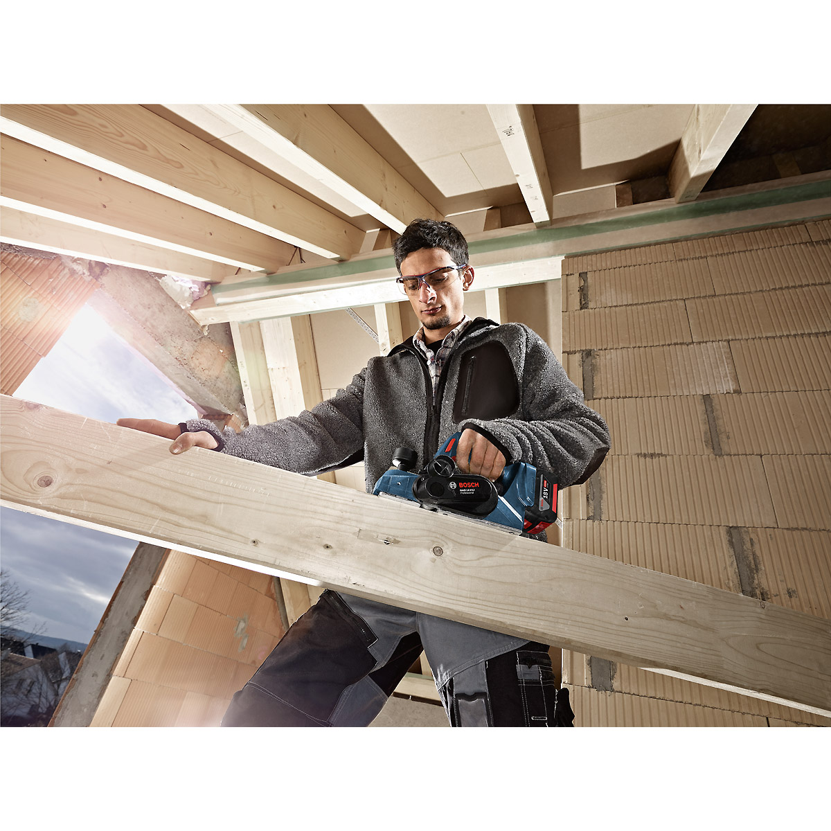 Bosch Akku-Hobel GHO 18 V-LI, Solo Version, L-BOXX