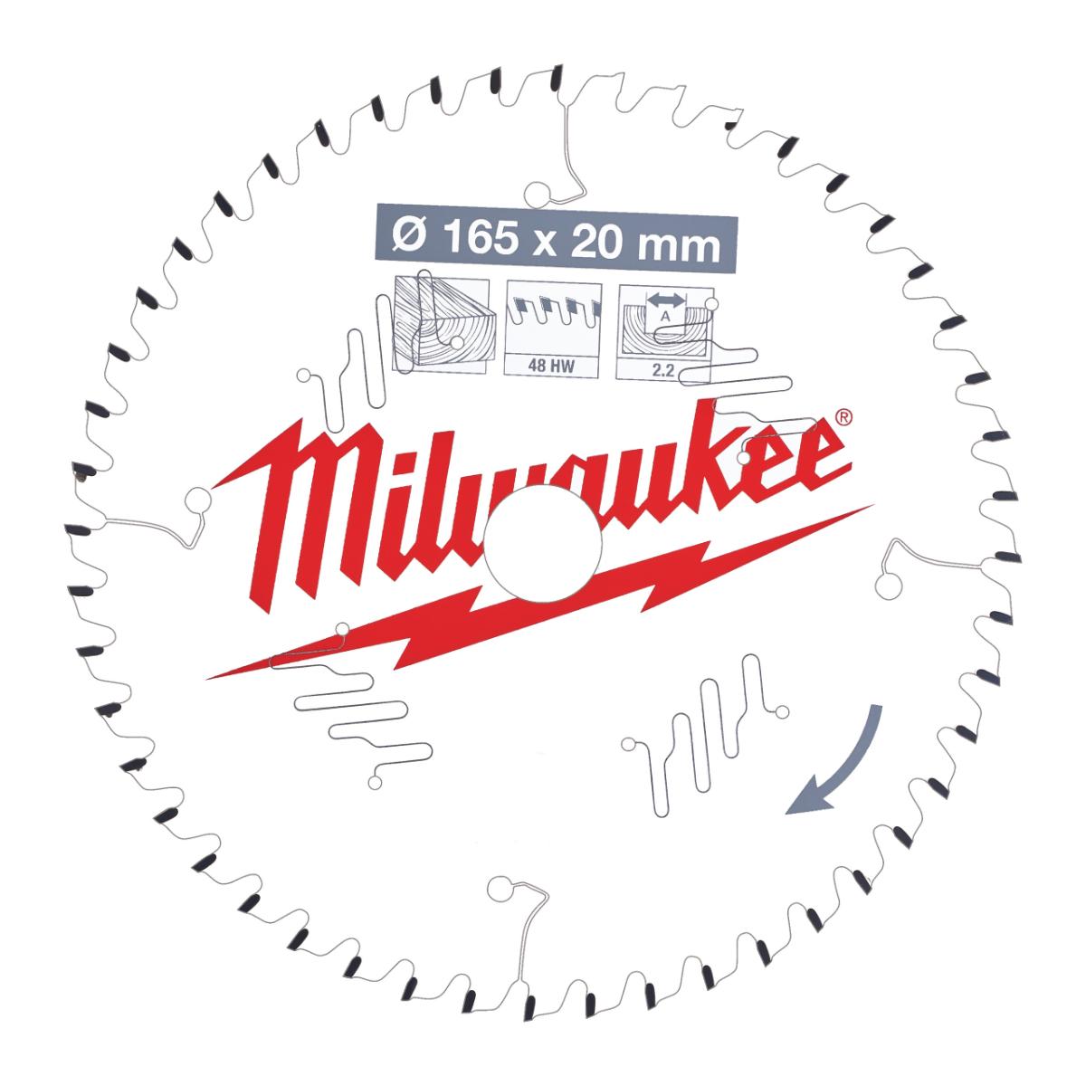 Milwaukee - Kreissägeblatt 165/20 mm 48Z Holz - 4932471295