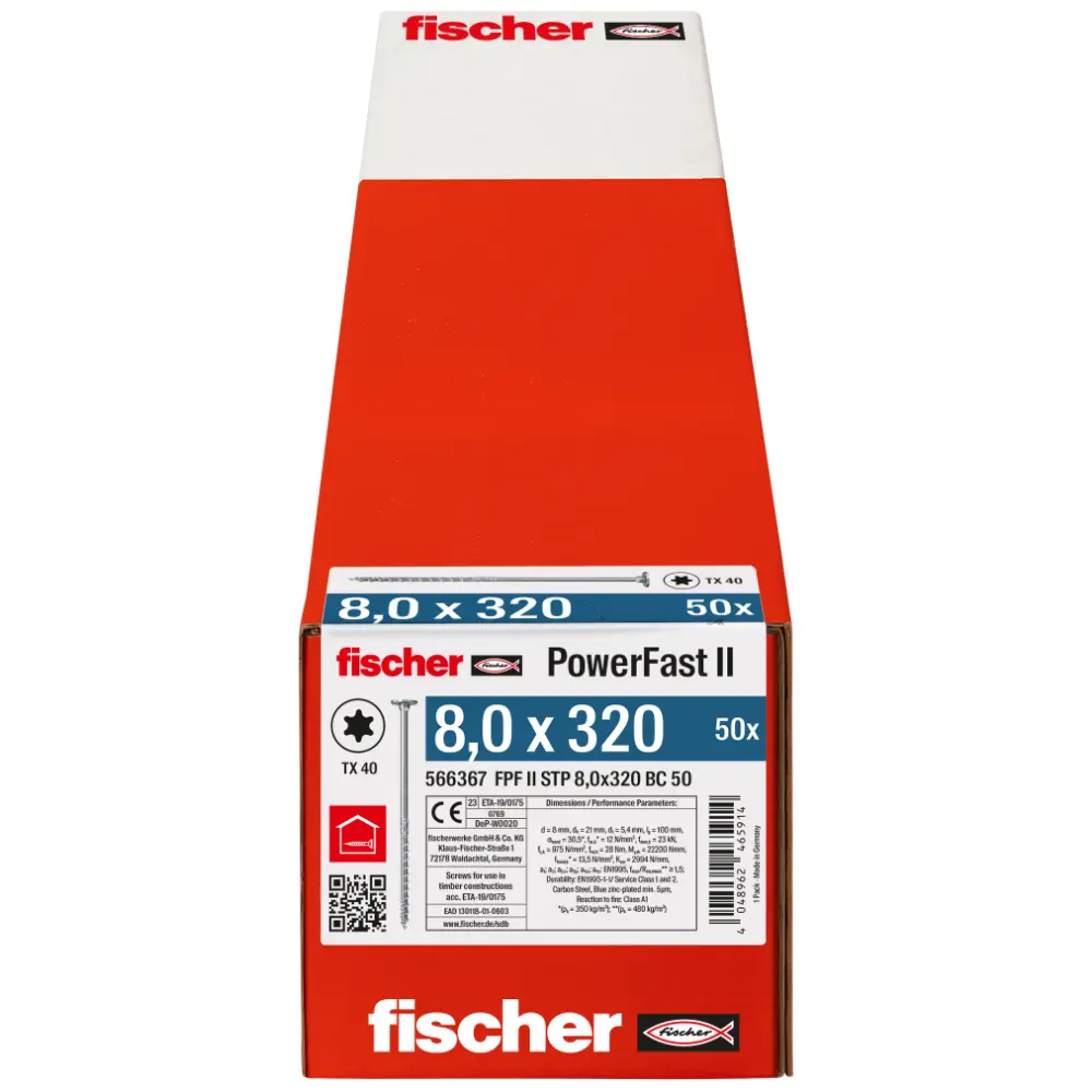 Fischer Holzbauschraube 8,0x320 FPF II STP BC, Stufensenkkopf, Innenstern TX, Teilgewinde