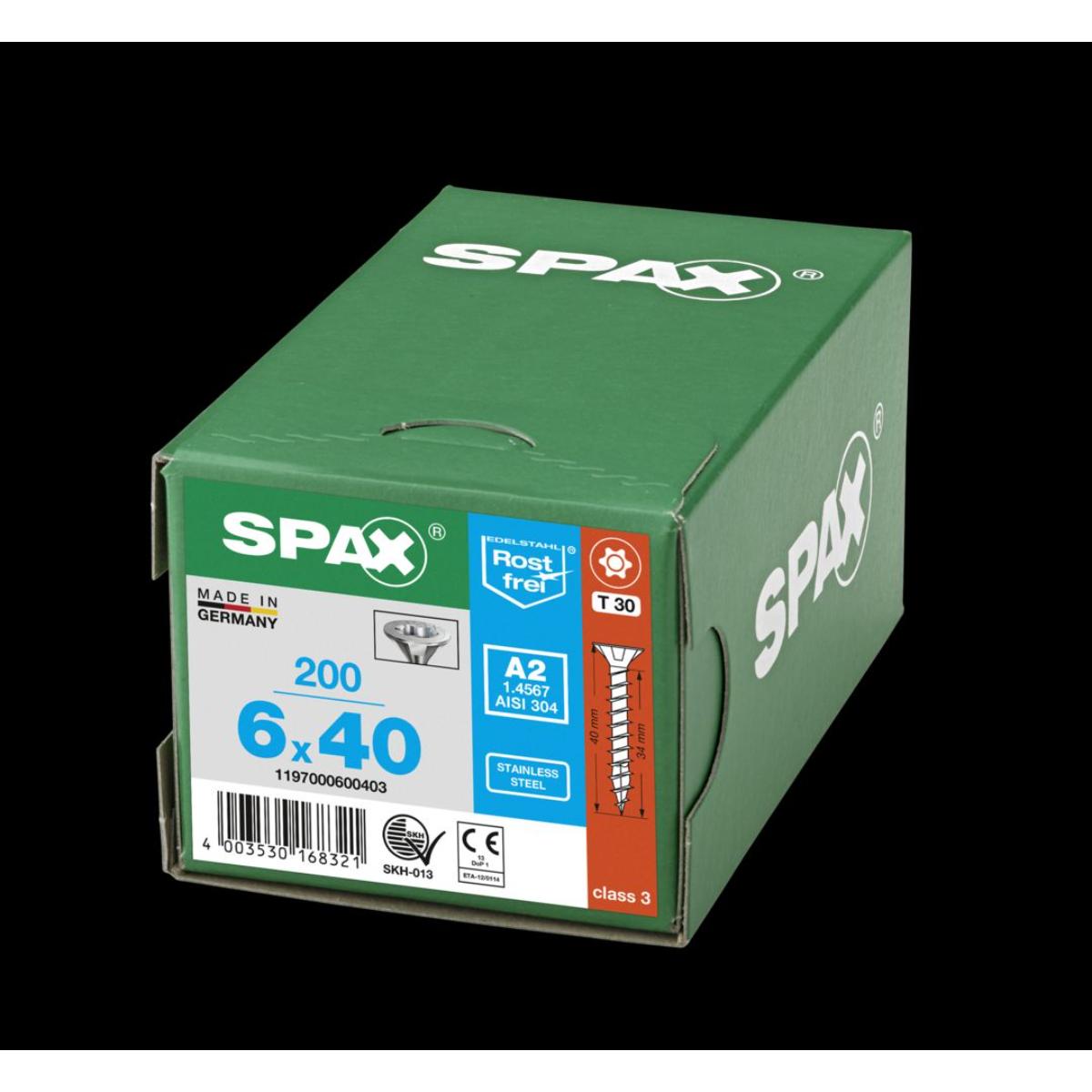 SPAX A2 Senkmultikopf T-Star Plus T30 Vollgewinde, 200 Stück