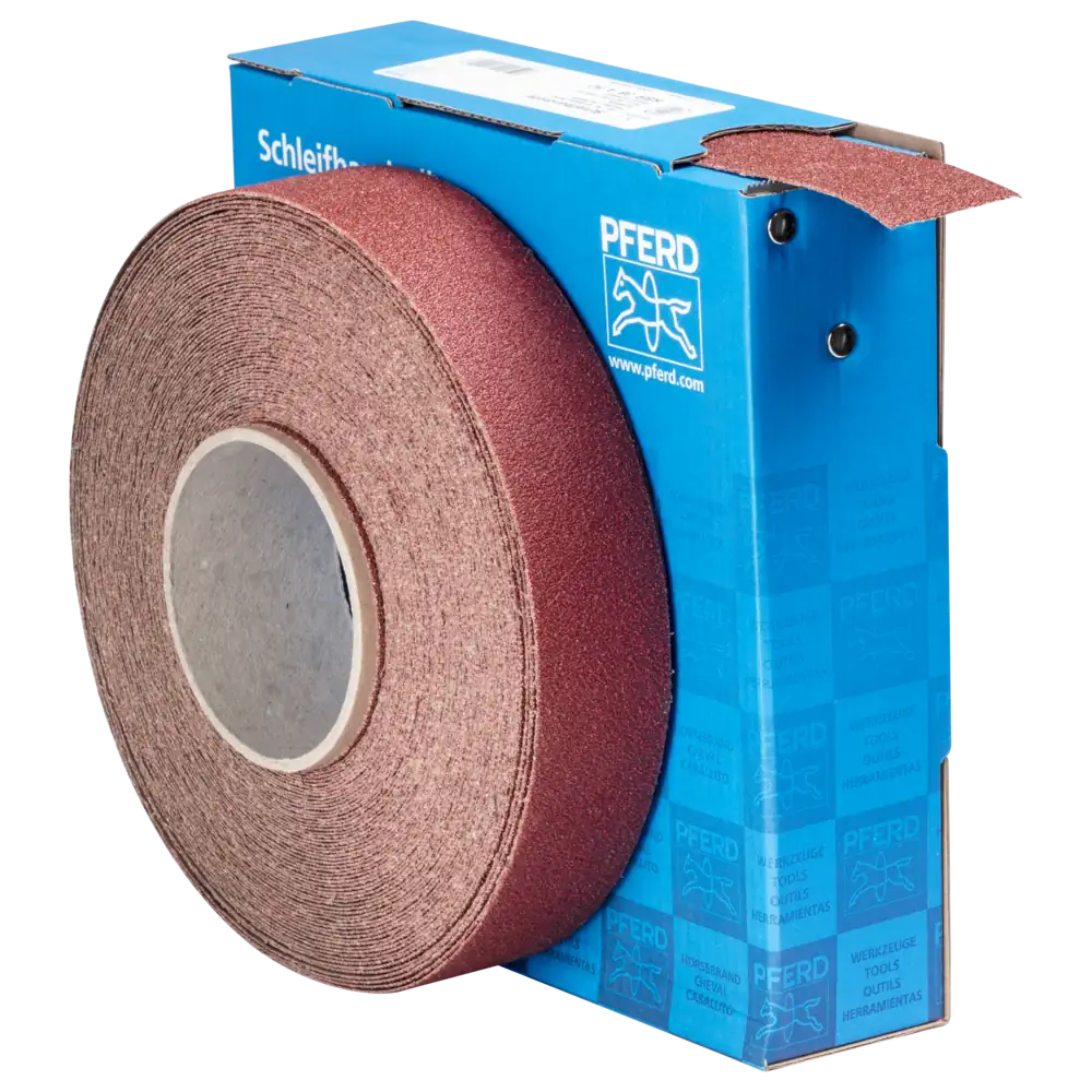 PFERD TOOLS Korund Schleifbandrolle Gewebe SBR Breite 38mm für universelle Anwendung