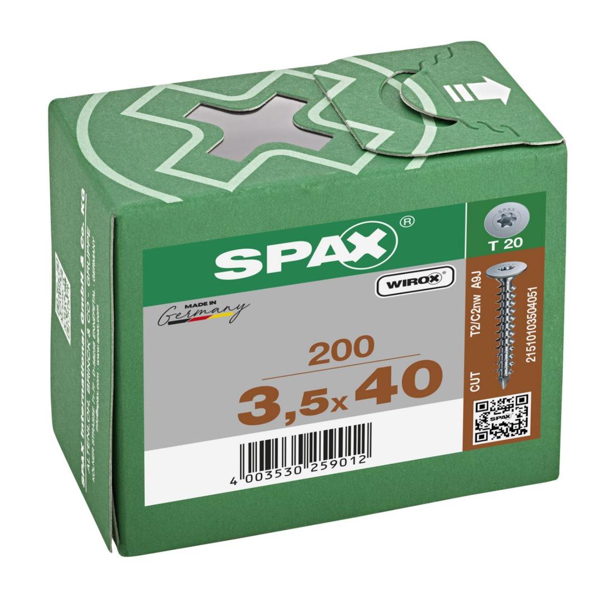 SPAX RÜCKWANDKOPF OHNE LINSE T-STAR PLUS T20 VOLLGEWINDE CUT FÜR MDF WIROX 200 Stück