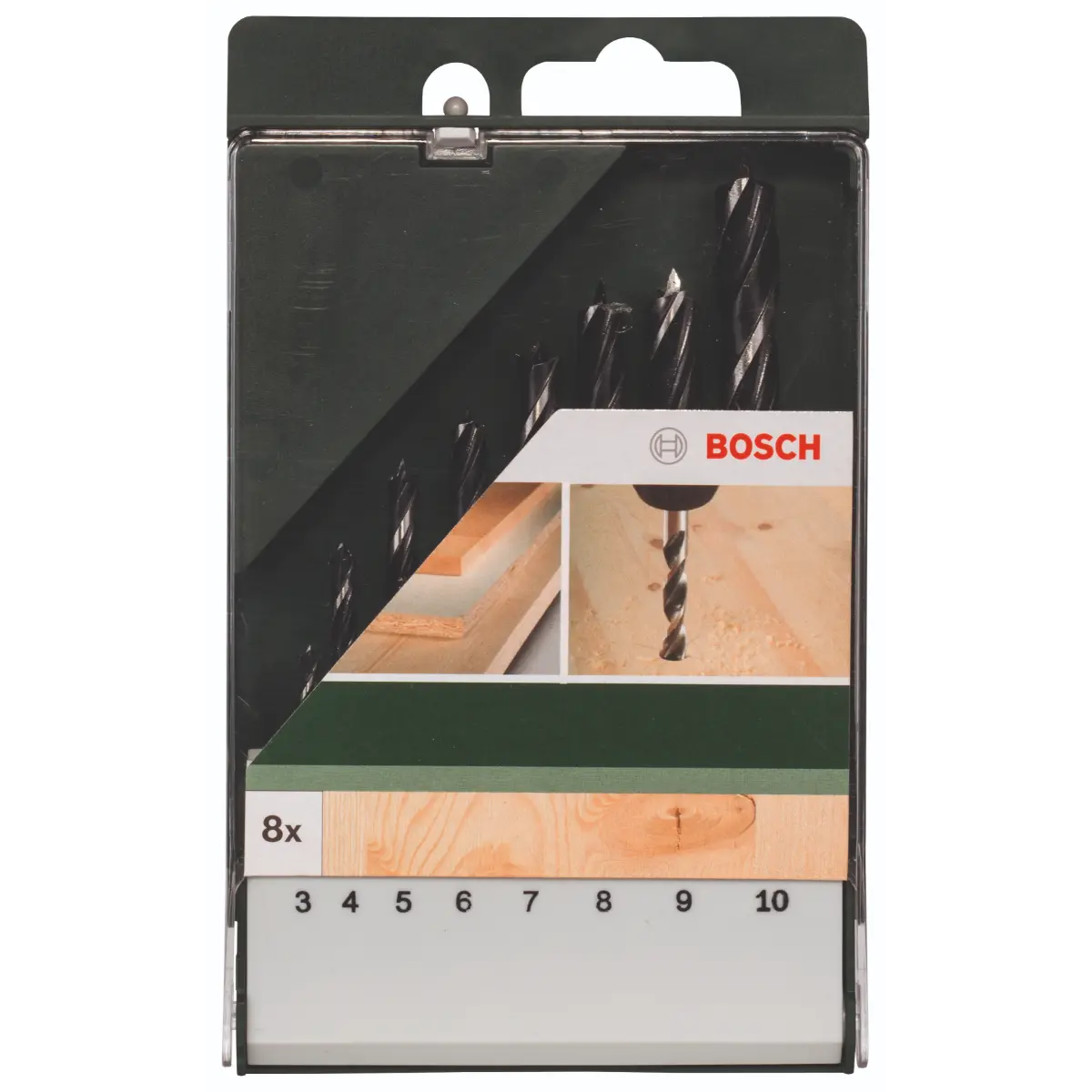 Bosch Holzspiralbohrer-Set 3,0, 4,0, 5,0, 6,0, 7,0, 8,0, 9,0, 10,0 mm, 8-tlg.