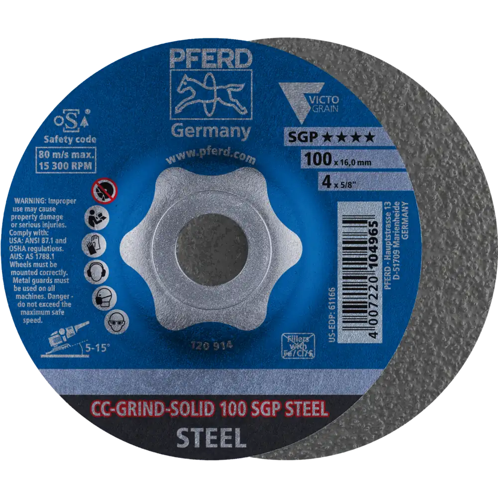 PFERD TOOLS CC-GRIND-SOLID Schleifscheibe Speziallinie SGP STEEL für Stahl