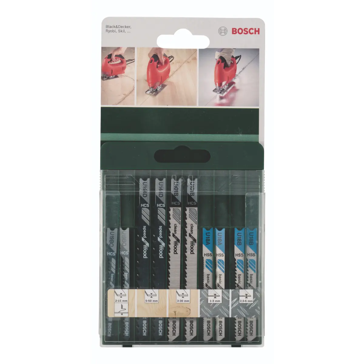 Bosch Stichsägeblatt-Set U-Schaft, 2x U 101 B/U 144 D/U 19 BO/U 18 A/U 18 B, 10-tlg.