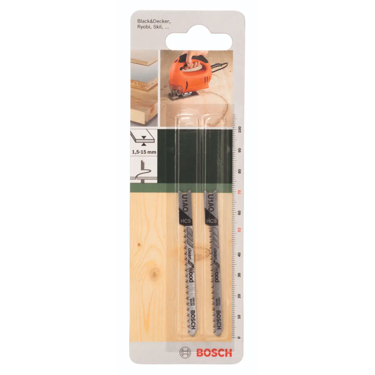 Bosch Stichsägeblatt HCS, U 1 AO Clean for Wood