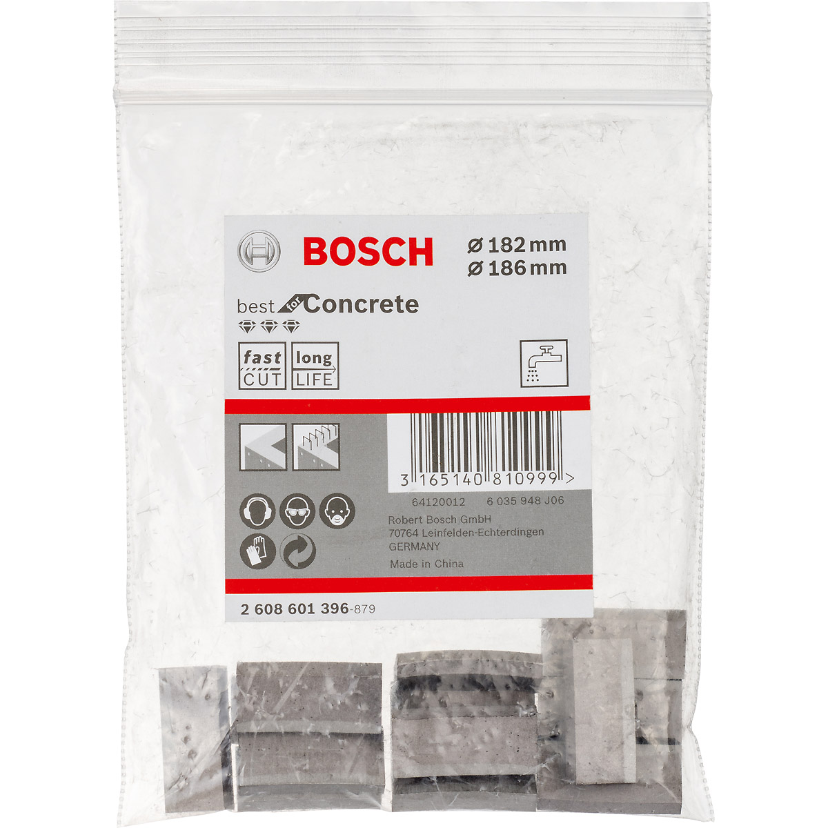 Bosch Segmente für Diamantbohrkronen 1 1/4 Zoll UNC Best for Concrete 5, 57 mm, 5