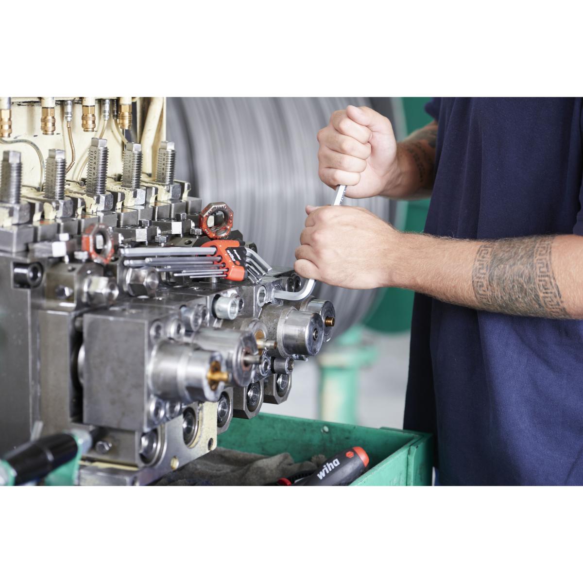 Wiha Stiftschlüssel Set im ErgoStar Halter Sechskant-Kugelkopf MagicRing 9-teilges Set mattverchromt in SB-Kartonverpackung