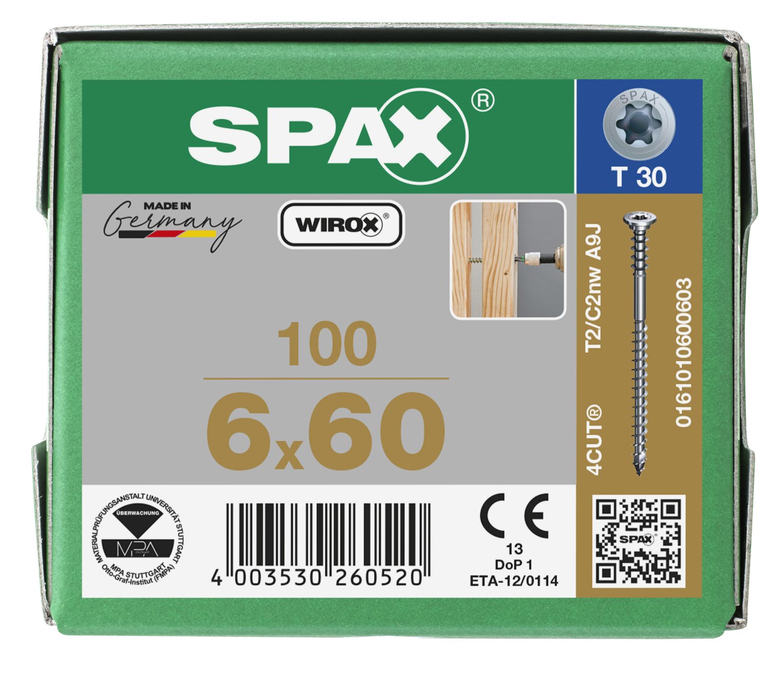SPAX Justierschraube Flachkopf T-Star Plus T30 Halterillen 4Cut WIROX, 100 Stück