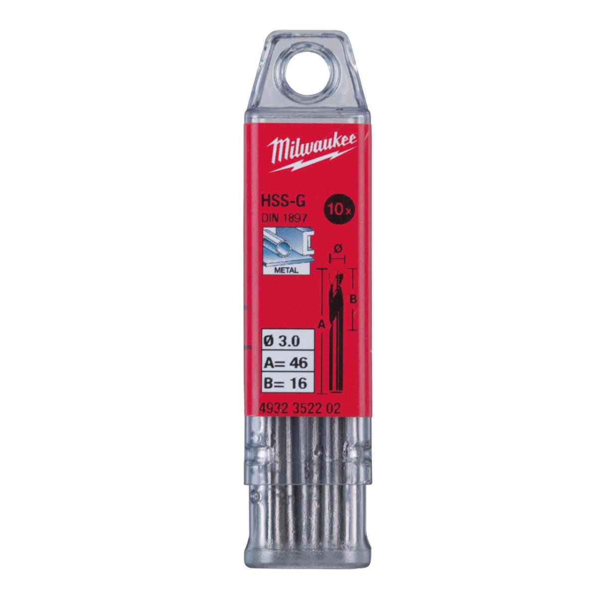 Milwaukee - METALLBOHRER HSS-G KURZ 3.0X46MM (10) - 4932352202