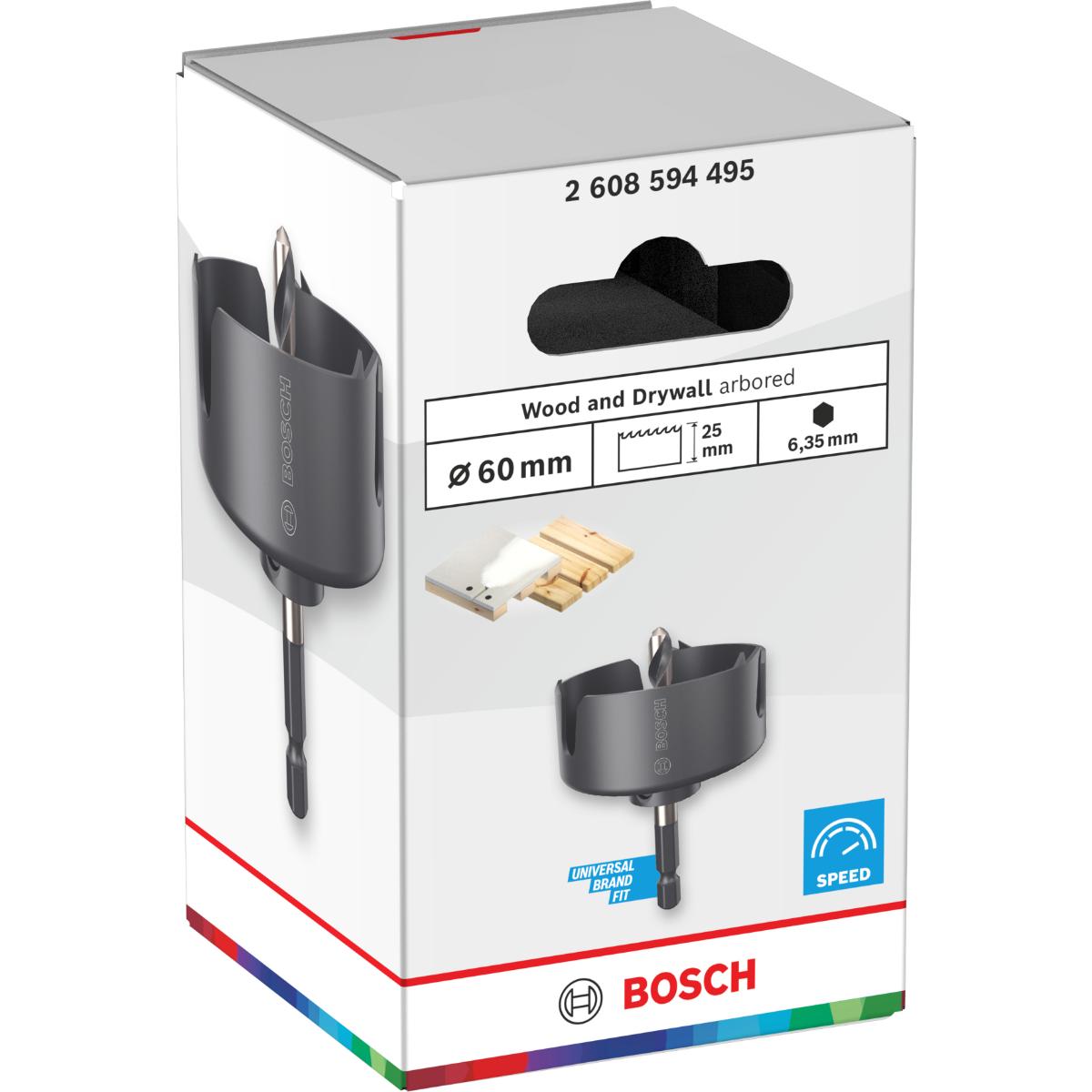 Bosch Wood and Drywall Lochsäge mit Aufsteckhalter, 60 x 27 mm