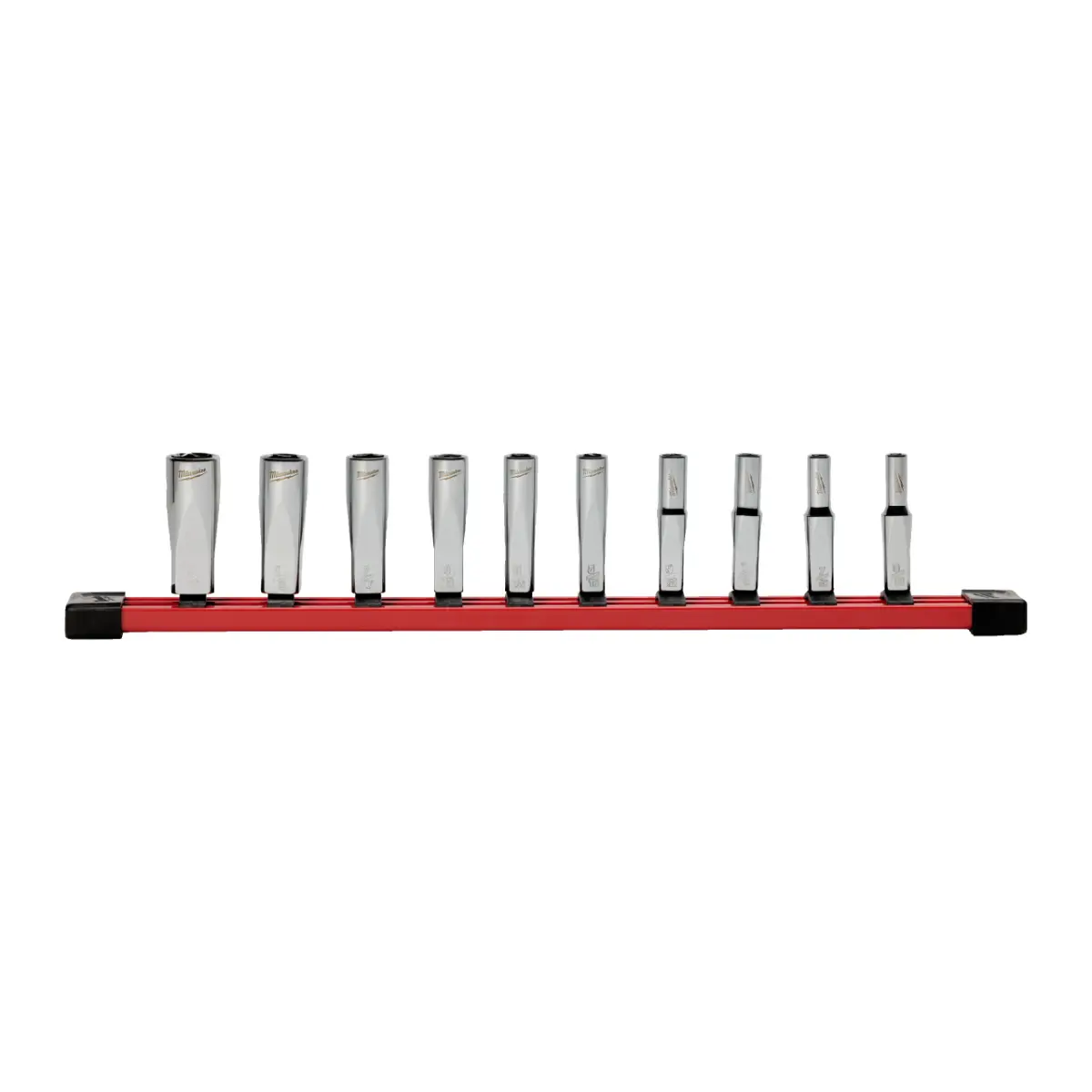 Milwaukee Steckschlüsseleinsatz 1/4" lang Set 6-kant imperial, 10-teilig auf Schiene