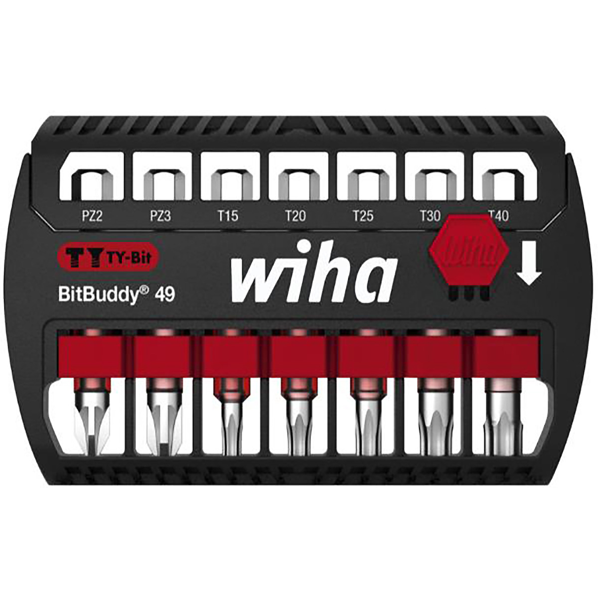 Wiha Bit Set BitBuddy TY-Bit 49 mm Pozidriv, TORX 7-teilges Set 1/4 zoll E6,3 - 6 Stück