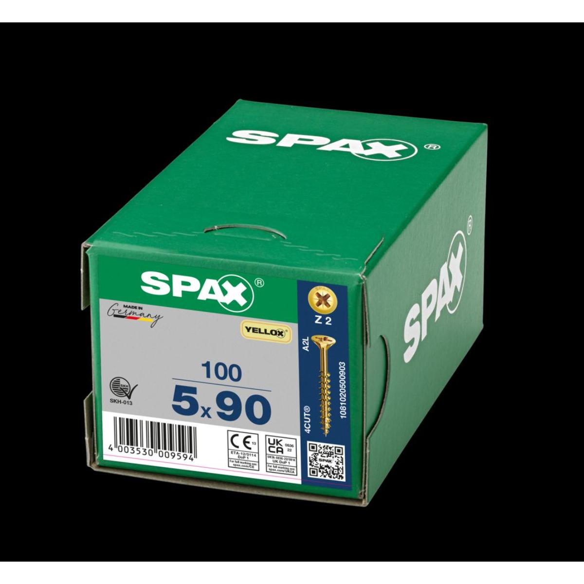 SPAX Senkmultikopf Kreuzschlitz Z2 Teilgewinde YELLOX, 100 Stück