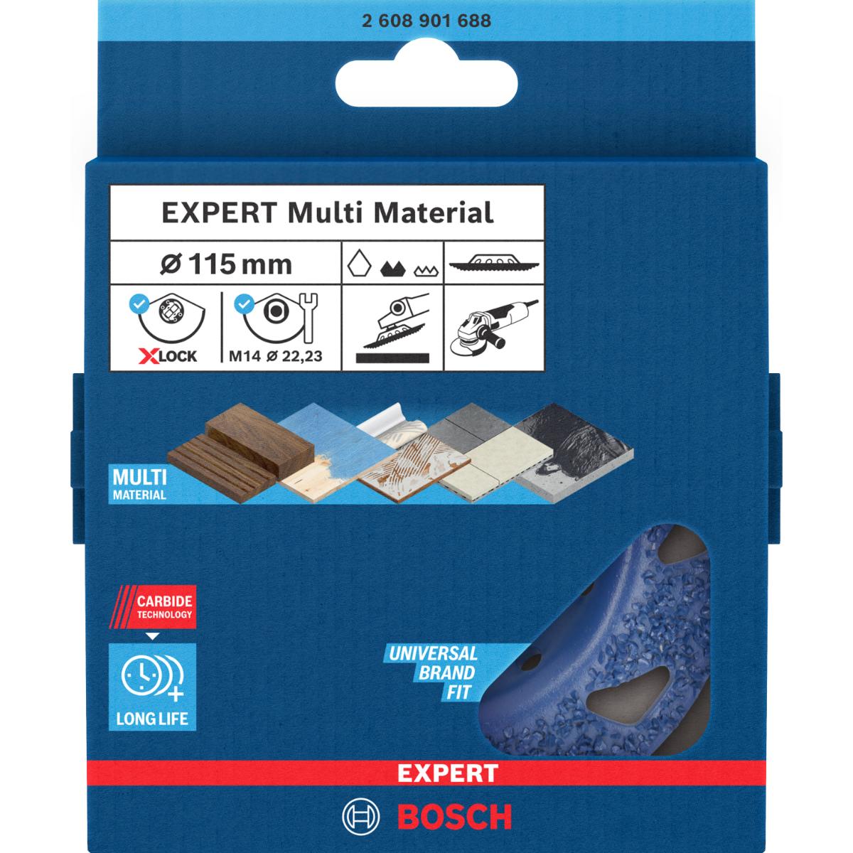 Bosch EXPERT Multi Material Carbide-Topfscheibe medium X-LOCK, 115 mm, 22,23 mm