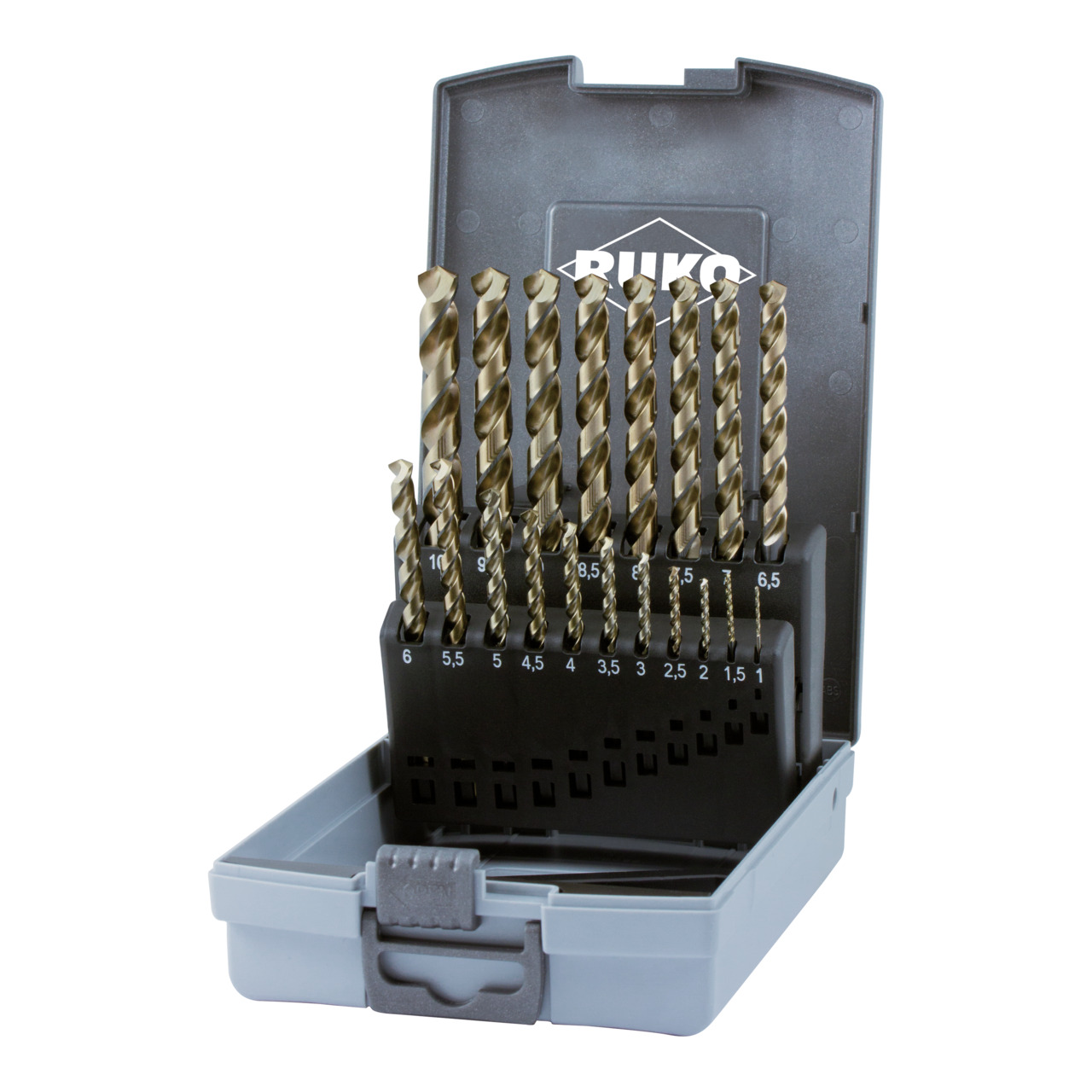 RUKO Spiralbohrer-Satz DIN 338 Typ UNI HSS-Co 5 - 19-tlg.