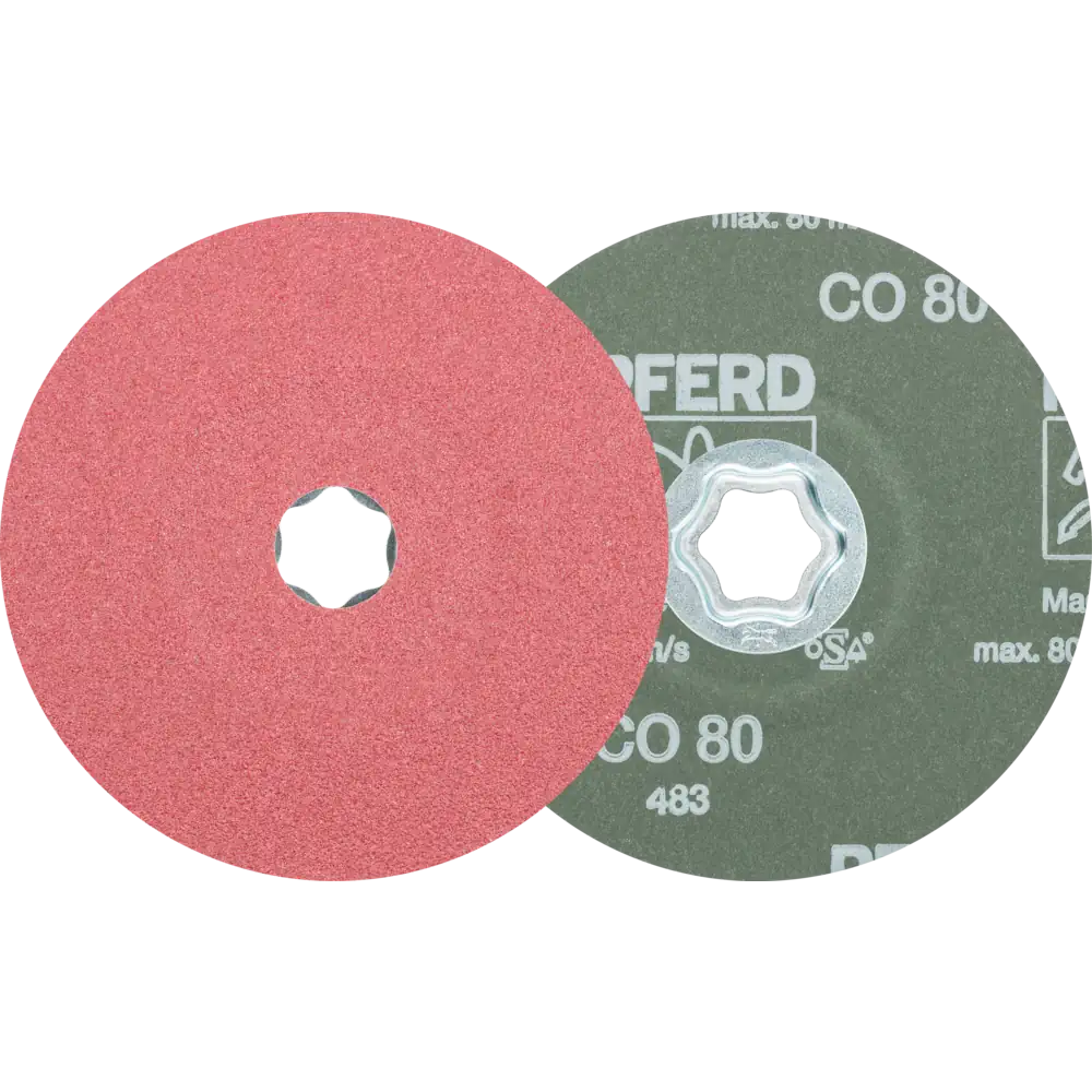 PFERD TOOLS COMBICLICK Keramikkorn Fiberscheibe für hohen Abtrag auf Stahl