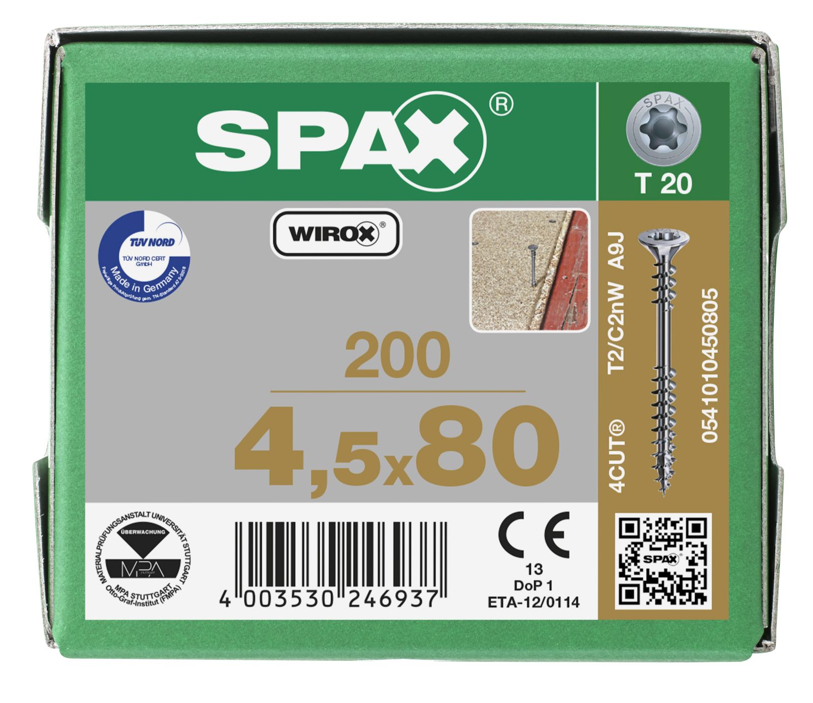 SPAX Verlegeschraube Senkmultikopf T-Star Plus T20 Fixiergewinde WIROX, 200 Stück