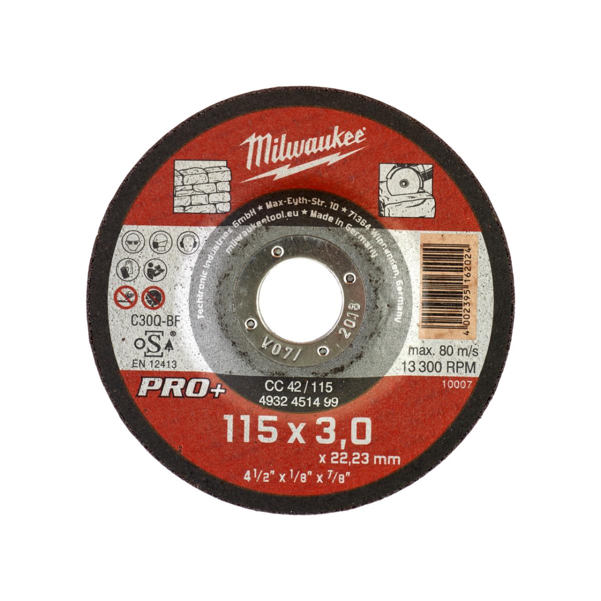 Milwaukee - Steintrennscheibe 115x3 mm PRO+ - 4932451499