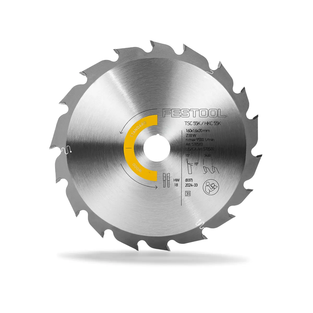 Festool Kreissägeblatt WOOD STANDARD HW 160x1,6x20 W18