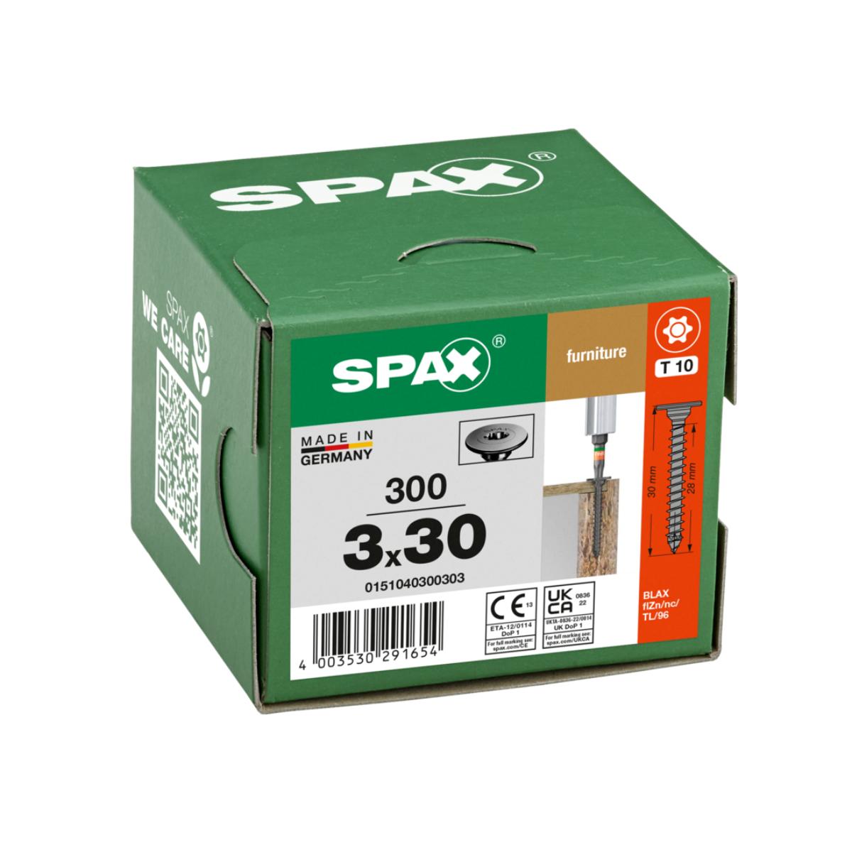 SPAX RÜCKWANDKOPF OHNE LINSE T-STAR PLUS 10 VOLLGEWINDE BLAX 300 Stück