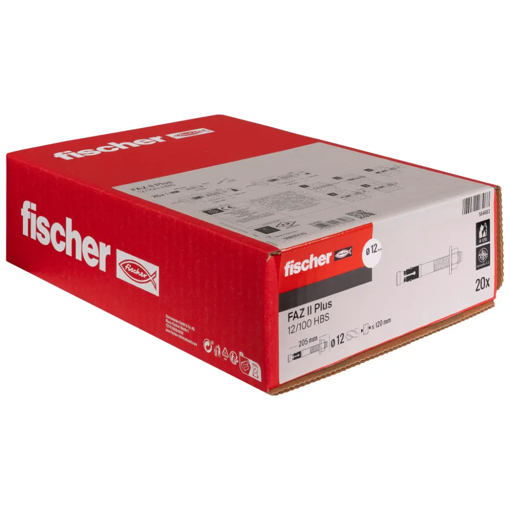 Fischer Bolzenanker FAZ II Plus 12/100 HBS mit U-Scheibe galvanisch verzinkt