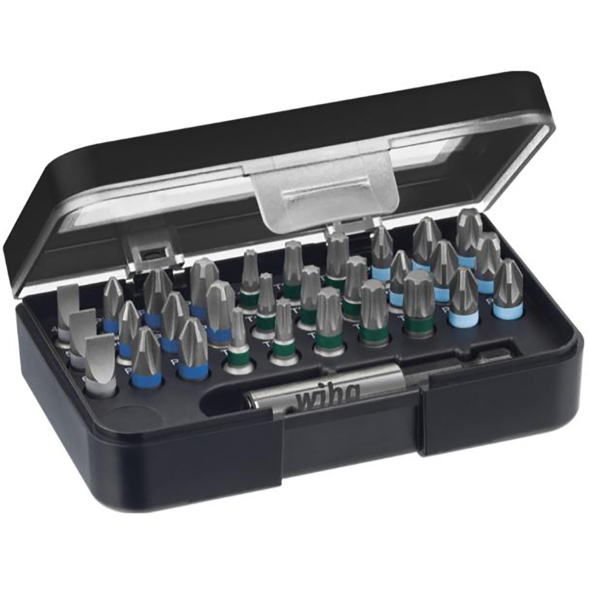 Wiha Bit Set Standard 25 mm gemischt 31-teilges Set 1/4 zoll C6,3 in Box mit Gürtelclip - 5 Stück