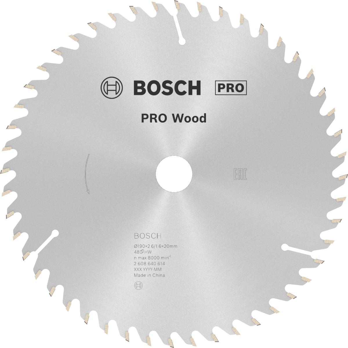 Bosch PRO Kreissägeblatt Optiline Wood für Handkreissägen ø 190 mm, 20 mm Bohrung