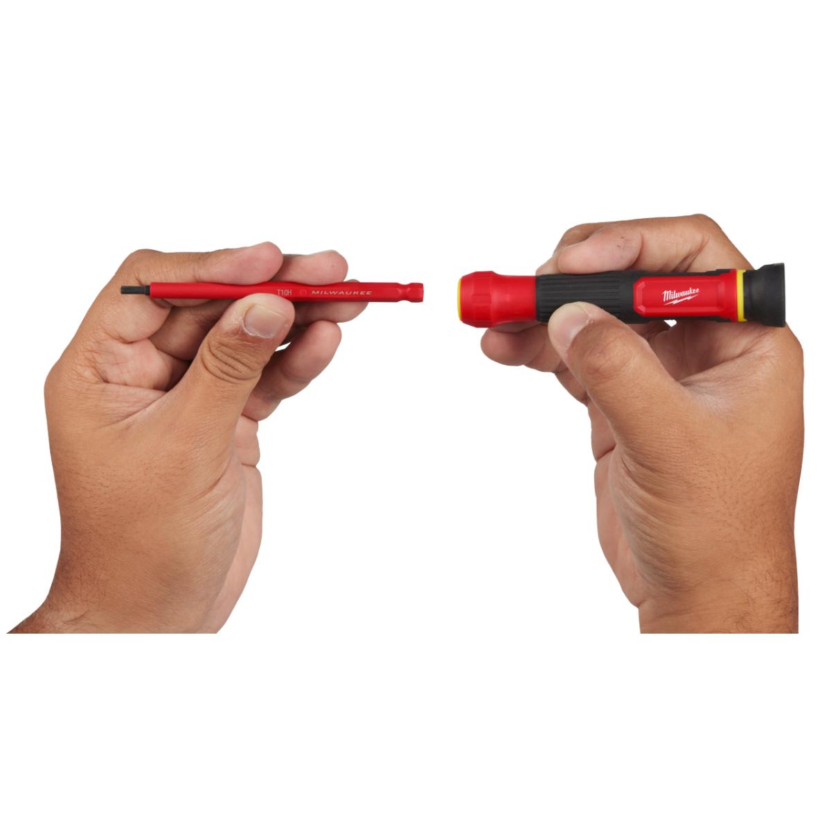 Milwaukee Multi-Bit Feinschrauberdreher 8 in 1 VDE geprüft mit 8 isolierten Bits PH/PZ/TX/SL