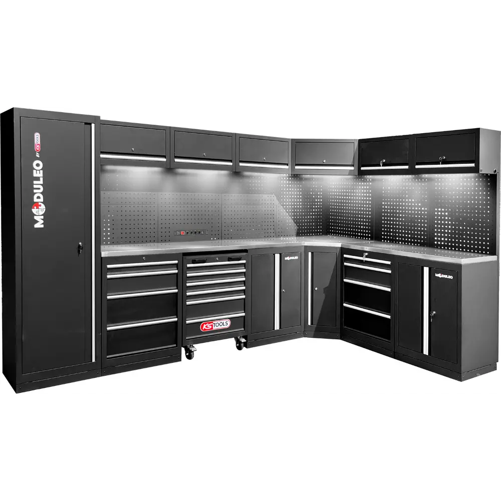 KS TOOLS Werkstatt-Schranksystem, L-Form, 3400 x 2120 mm, Variante 1