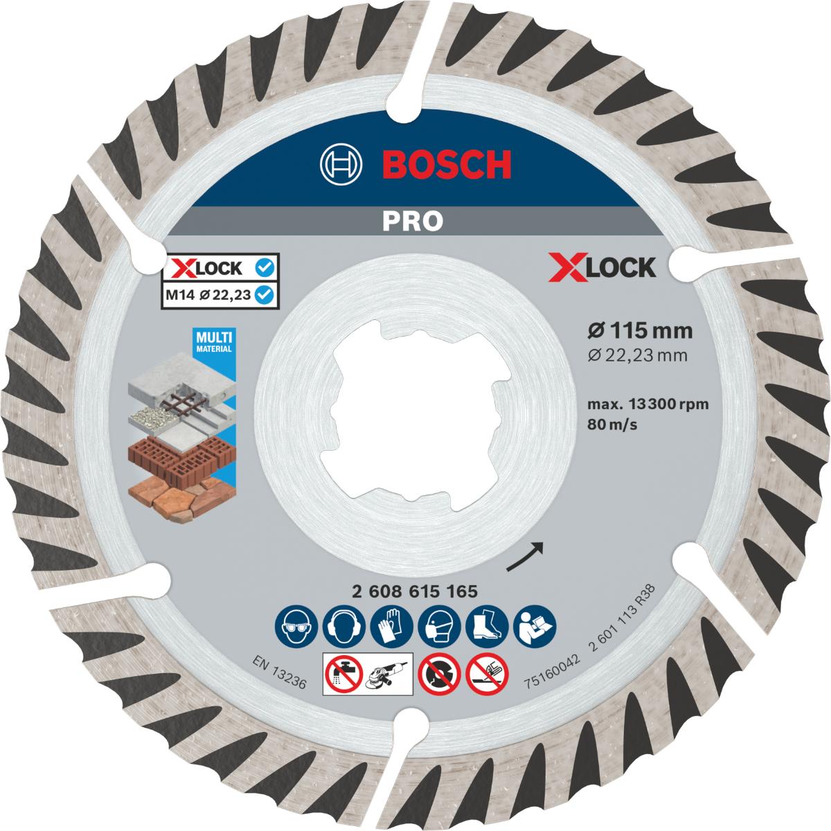 Bosch PRO Multi Material X-LOCK Diamanttrennscheibe, 115 x 22,23 mm