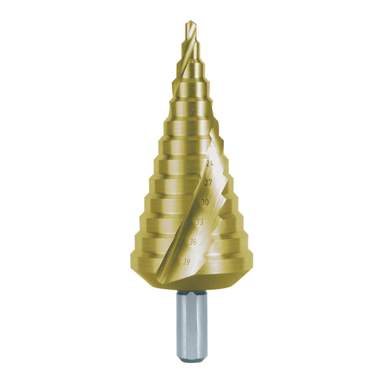 RUKO Stufenbohrer HSS TiN spiralgenutet mit Kreuzanschliff