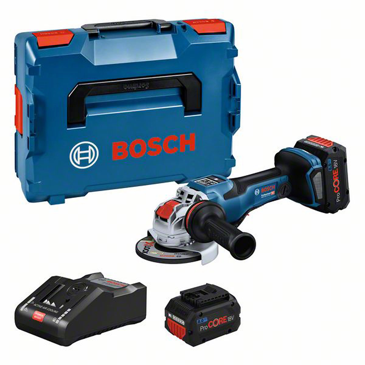 Bosch Akku-Winkelschleifer BITURBO mit X-LOCK GWX 18V-15 PSC, 2 Akku, Ladg. u. L-BOXX