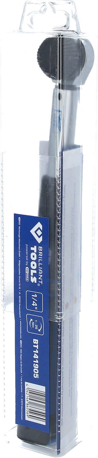 Brilliant Tools 1/4" Drehmomentschlüssel mit Drehknopf-Umsteck-Ratschenkopf, 1 - 25 Nm