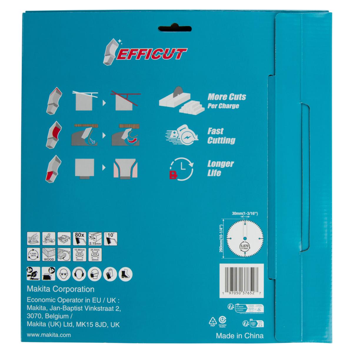Makita Kreissägeblatt 260x30/25,4/15,88x80Z Efficut