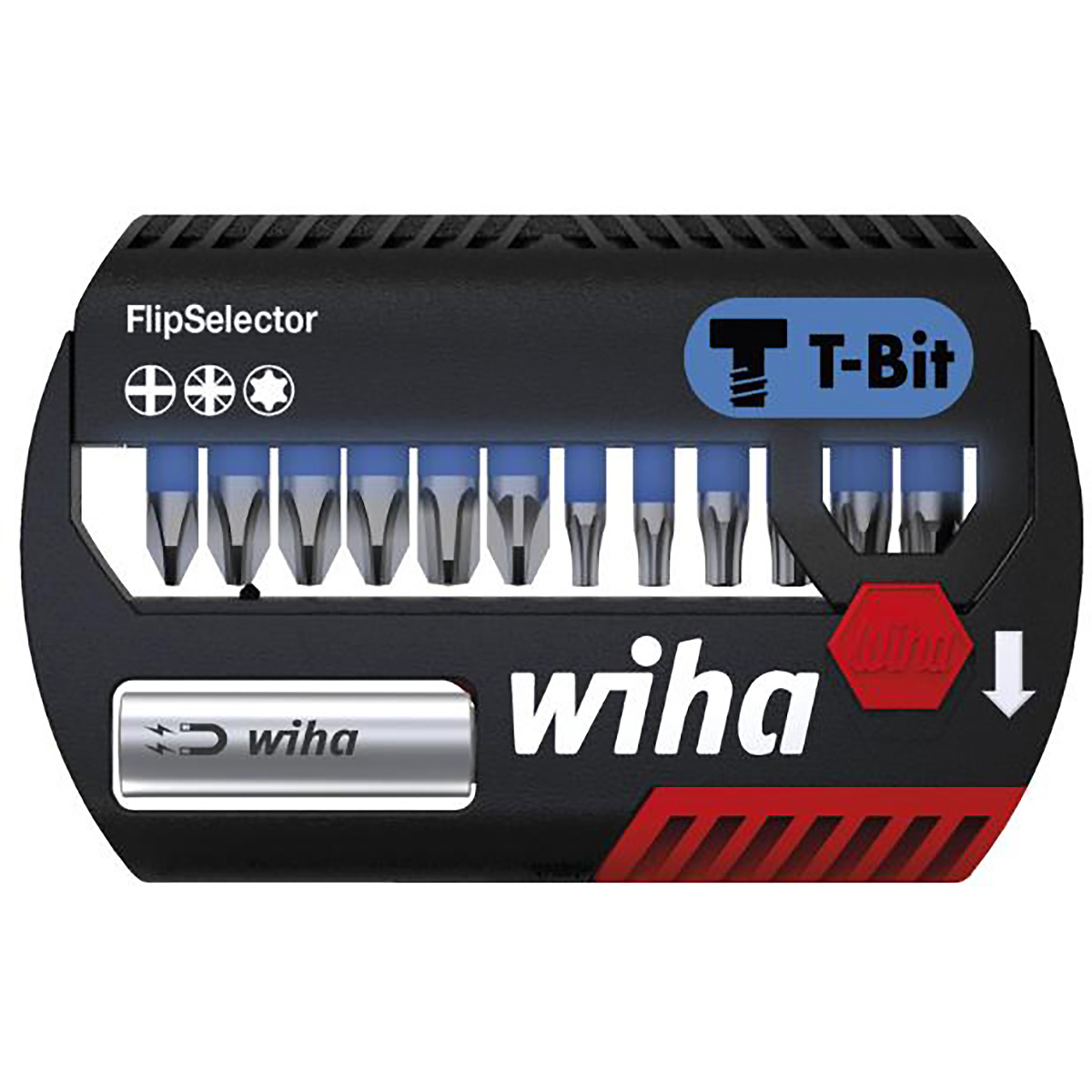 Wiha Bit Set FlipSelector T-Bit 25 mm Phillips, Pozidriv, TORX 13-teilges Set 1/4 zoll C6,3 - 6 Stück