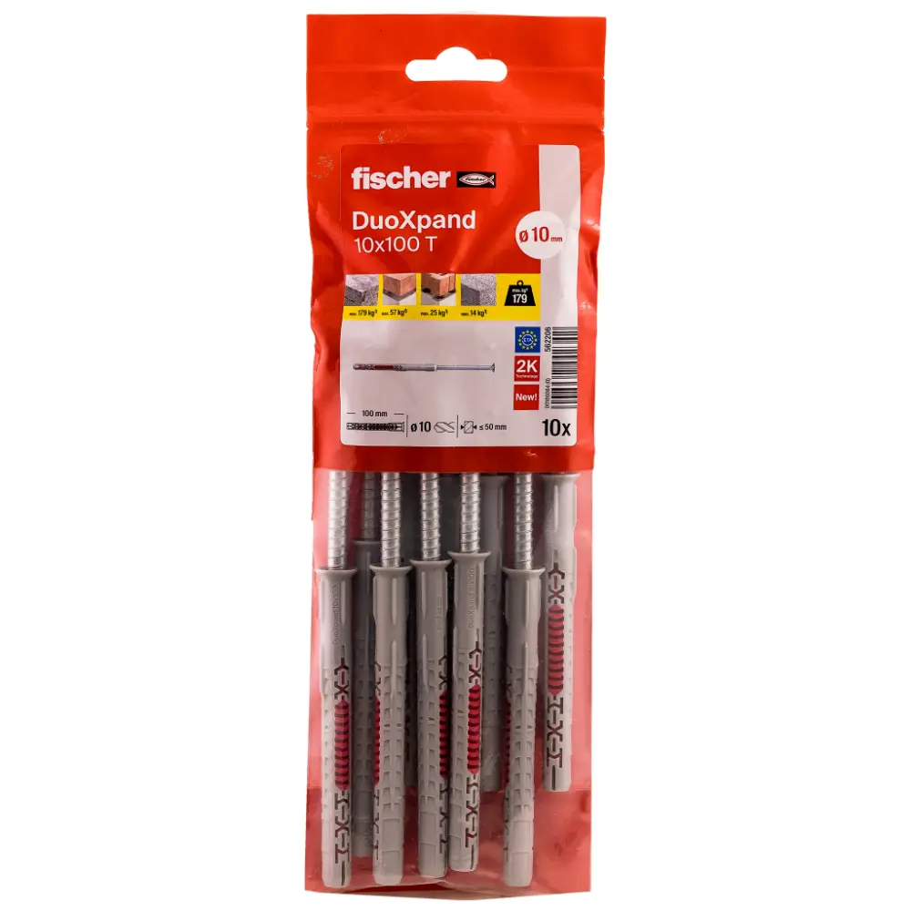 10x100 Fischer Langschaftdübel DuoXpand 10x100 T B (10) mit Senkkopfschraube ...