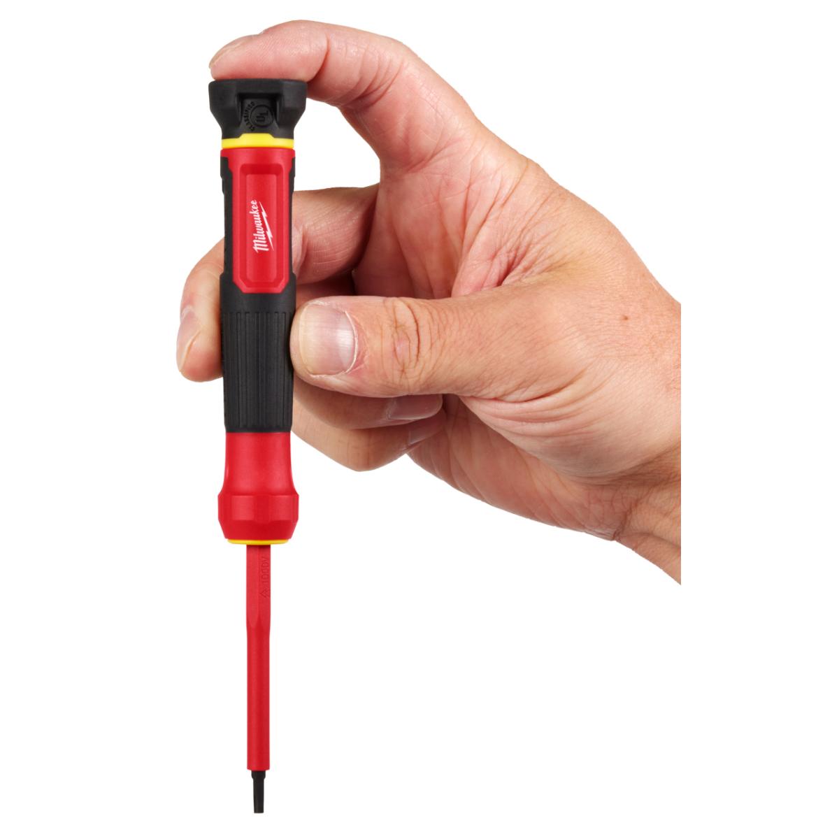 Milwaukee Multi-Bit Feinschrauberdreher 8 in 1 VDE geprüft mit 8 isolierten Bits PH/PZ/TX/SL