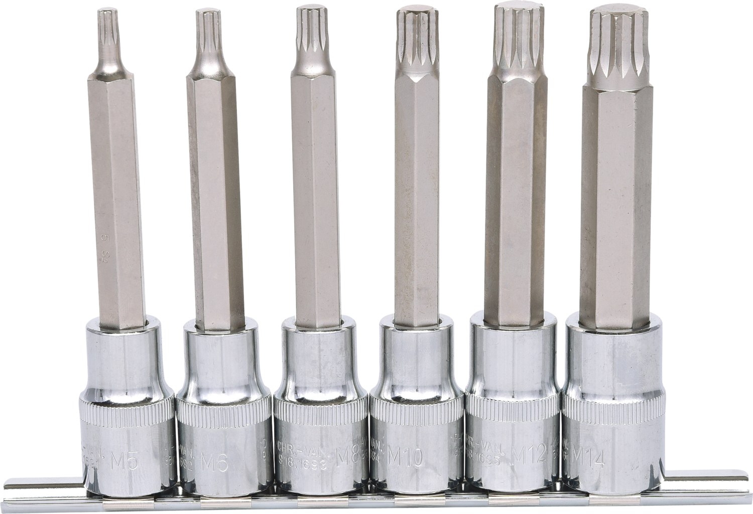 KS Tools 1/2" CHROMEplus Bit-Stecknuss-Satz XZN, lang, 6-tlg M5-M14