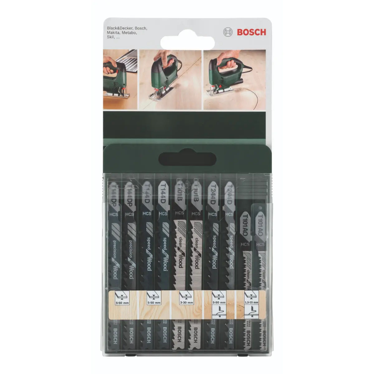 Bosch Stichsägeblatt-Set T-Schaft, 2x T 144 D/T 244 D/T 101 B/T 101 AO/T 144 DP,10tlg.
