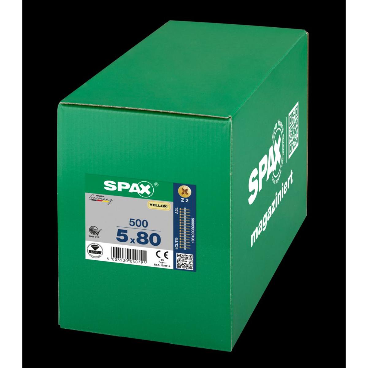 SPAX SENKMULTIKOPF KREUZSCHLITZ Z2 VOLLGEWINDE GELB VERZINKT MAGAZINIERT 500 Stück