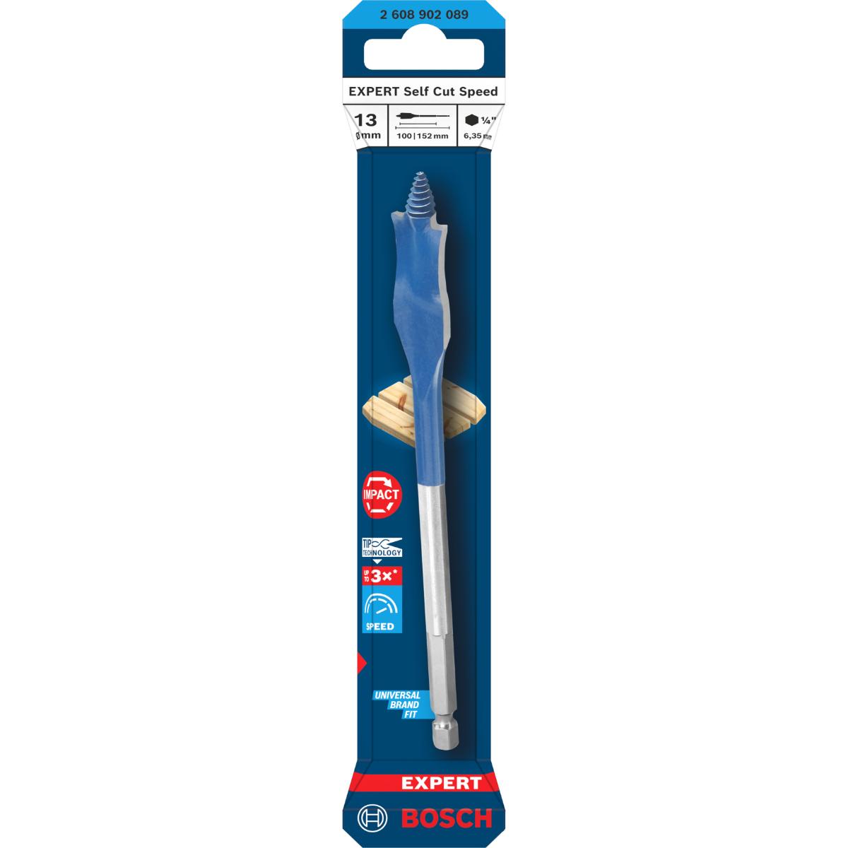 Bosch EXPERT Self Cut Speed Flachfräsbohrer, 13 x 152 mm