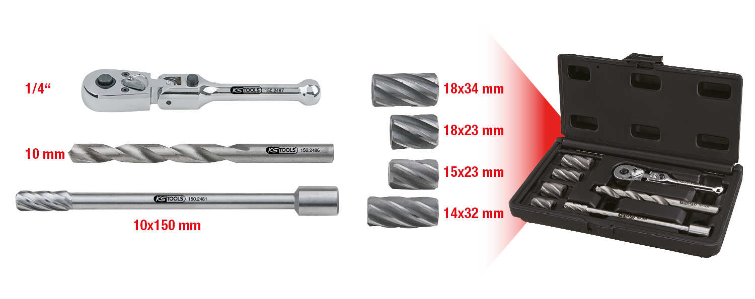 KS Tools ABS-Sensoren-Reibahlen-Satz, 7-tlg
