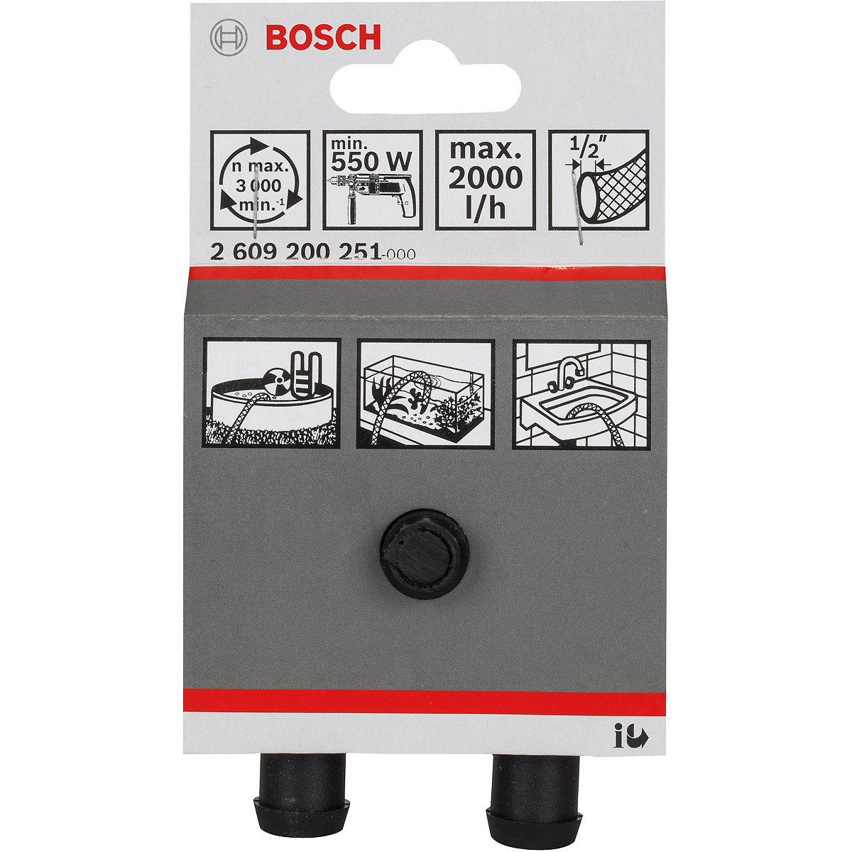 Bosch Wasserpumpe 2000 l/h, 1/2 Zoll, 4 m, 40 m, 30 Sekunden