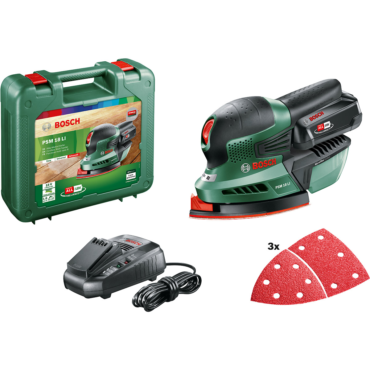 Bosch Akku-Multischleifer PSM 18 LI, mit 1 x PBA 18V 2.5 Ah Akku