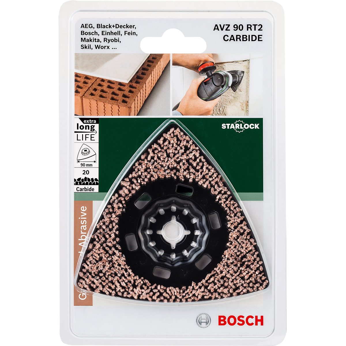 Bosch Schleifplatte für Multitool AVZ 90 RT2 Carbide Sanding, Körnung 20, 1er Pack